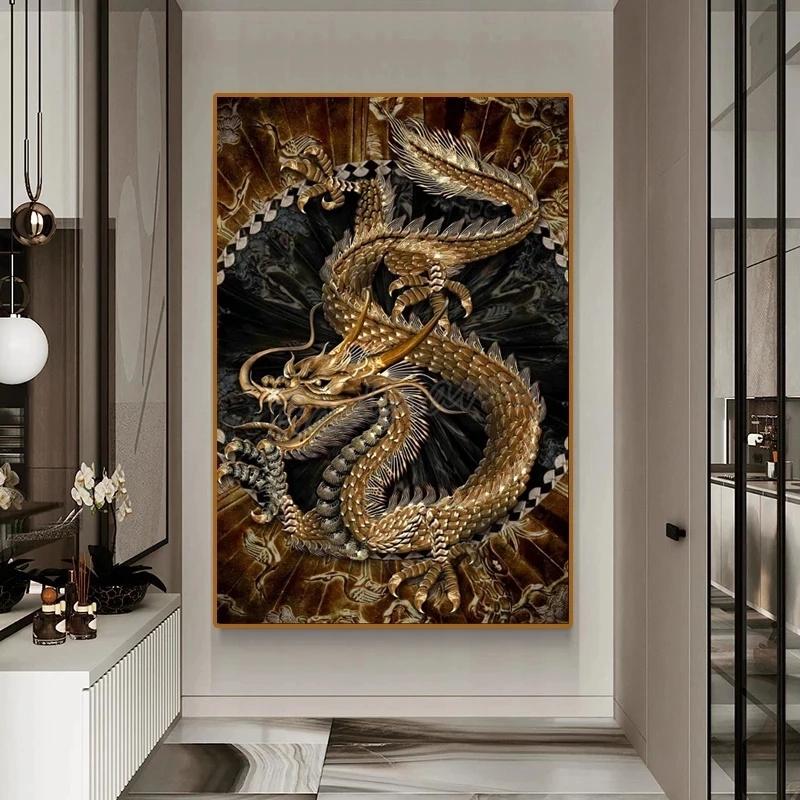Tableau Dragon Chinois Toile Murale Imprimée