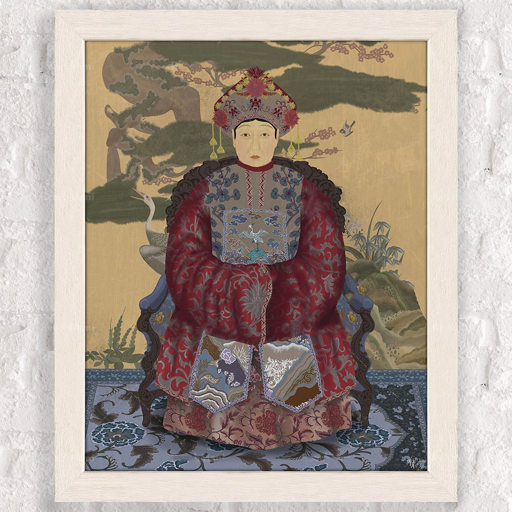 Tableau Empereur Chinois Œuvre Style Figuratif Décoration Murale