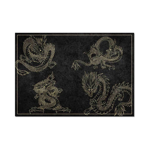 Tapis Chinois Dragon Noir et Doré