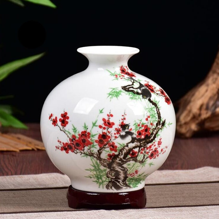 Vase Chinois Rond Porcelaine Blanche