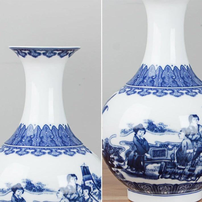 Vase Décoration Chinois Porcelaine Blanche Et Bleue