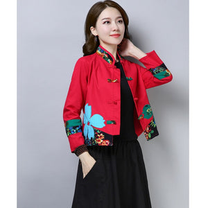 Veste Chinoise Col Mao Femme Coton Et Lin