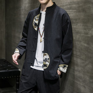 Veste Chinoise Col Mao Homme Broderie
