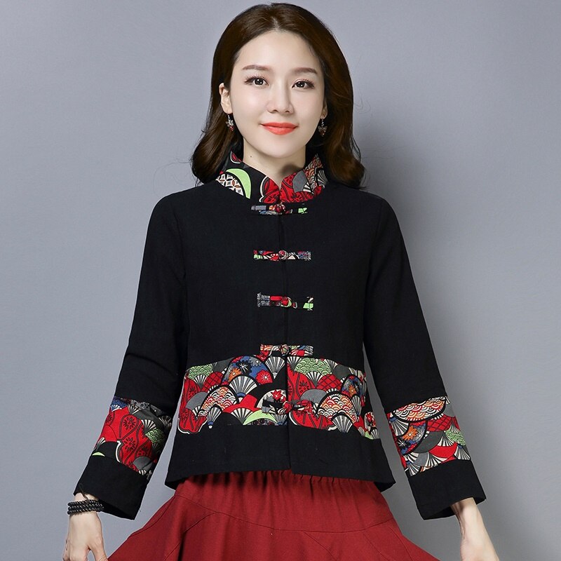 Veste Chinoise Femme Coton À Manches Longues