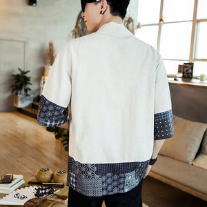 Veste Chinoise Lin Homme bicolore
