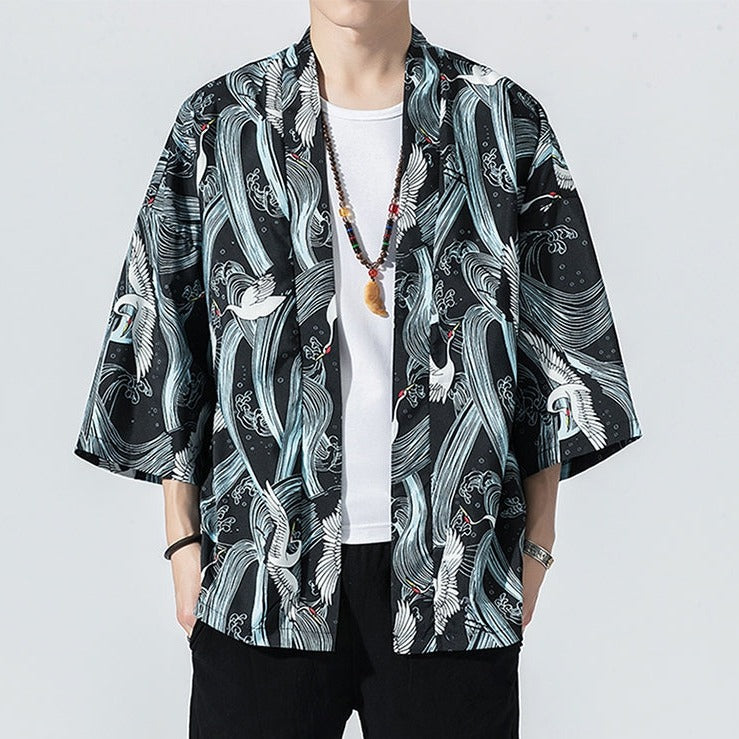 Veste Style Chinois Homme Décor Turquoise