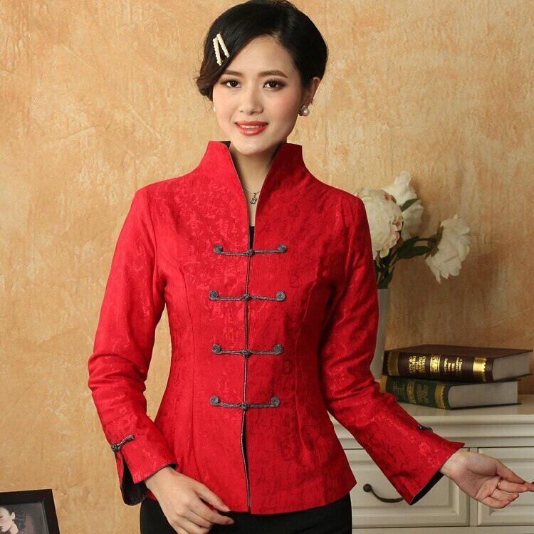 Veste Traditionnelle Chinoise Femme Rouge Manches Longues