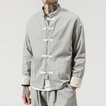 Veste Traditionnelle Chinoise Homme Grise